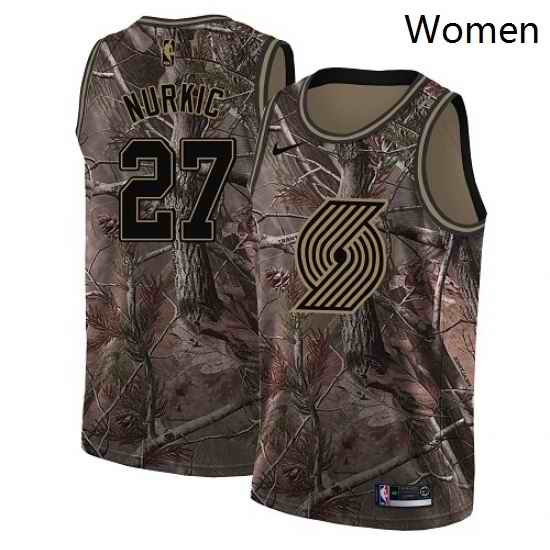 Womens Nike Portland Trail Blazers 27 Jusuf Nurkic Swingman Camo Realtree Collection NBA Jersey